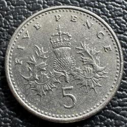 Birleşik Krallık 5 Pence 1990. İngiltere .