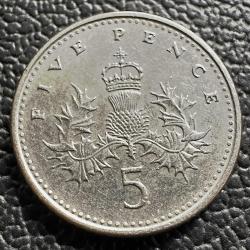 Birleşik Krallık 5 Pence 1990. İngiltere .