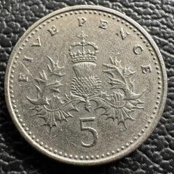 Birleşik Krallık 5 Pence 1990. İngiltere .