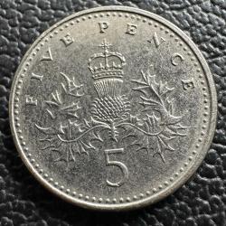 Birleşik Krallık 5 Pence 1990. İngiltere .