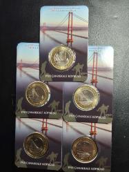 1915 ÇANAKKALE KÖPRÜSÜ  HATIRA PARASI ÖZEL FOLDERDE  5 Lİ SET ÇİL TCM 2732