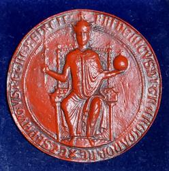 Almanya, II. Frederick Temalı Hatıra Madalyon. (1220-1250 Yılları Arasında Kutsal Roma İmparatoru İdi.) Detaylı ve Mükemmel Durumdadır. Kırmızı Renk/Reçine Reprodüksiyon ve Orijinalinden Balmumu Kalıbı Alınarak Üretilmiştir. (80 mm)