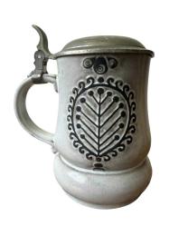 Vintage Seramik Alman Zin Kapaklı Bira Bardağı TANKART