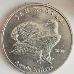 TÜRKİYE  2009   1  LİRA  Türk faunası - Şah Kartalı