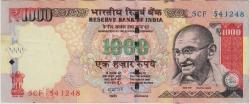 HİNDİSTAN 1000 RUPİ 2012 MAHATMA GANDHİ TEMALI. ÇOK ÇOK TEMİZ.