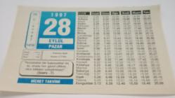 28 Eylül 1997-Orijinal Takvim Yaprağı-Doğum Günü-Söz,Nişan,Nikâh,Düğün ve Önemli Günler Hediyesi-Hicret Takvimi-Ayet(Hadis)(Şuara 7)-Patrona Halil İsyanı(1730)-Evlenen Yardım Ediniz-Oruç-Hz.Ali(R.a.)