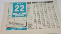 22 Ekim 1997-Orijinal Takvim Yaprağı-Doğum Günü-Söz,Nişan,Nikâh,Düğün ve Önemli Günler Hediyesi-Hicret Takvimi-Ayet(Hadis)(Ankebut 22)-Türkmenistan'ın Bağımsızlığı(1991)-Akaid-Soru-Cevap-Said-i Nursi(K.s.)