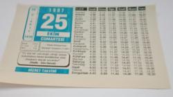 25 Ekim 1997-Orijinal Takvim Yaprağı-Doğum Günü-Söz,Nişan,Nikâh,Düğün ve Önemli Günler Hediyesi-Hicret Takvimi-Ayet(Hadis)(Hadis-Ebu Davud)-İslam'ın Ordusu'nun Haçlıları Yenmesi(1197)-Hz.Harun(A.S.)-Hz.Ali(r.a.)