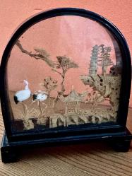 Vintage 70'ler Diorama Çin Mantar Sanatı,KOLEKSİYONLUK