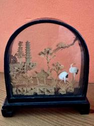 Vintage 70'ler Diorama Çin Mantar Sanatı,KOLEKSİYONLUK