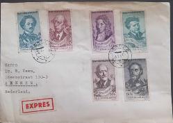 Çekoslovakya 1957 ZARF  Hollanda'ya bir doktora yollanılmış Müzisyenler serisi 6 pul olarak ,Nadir.