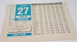 27 Aralık 1997-Orijinal Takvim Yaprağı-Doğum Günü-Söz,Nişan,Nikâh,Düğün ve Önemli Günler Hediyesi-Hicret Takvimi-Ayet(Hadis)(Hadis)-Mehmet Akif'in Vefatı(1936)-Mehmet Akif Ersoy-Hz.Ali(r.a.) Çocukken-Hadis-i Şerif