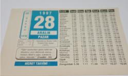 28 Aralık 1997-Orijinal Takvim Yaprağı-Doğum Günü-Söz,Nişan,Nikâh,Düğün ve Önemli Günler Hediyesi-Hicret Takvimi-Ayet(Hadis)(Fussilet-36)-İskenderun Demir Çelik Tesisleri'nin Açılışı(1975)-Hz.Ömer(r.a.)-Bir Mesele-N.Erbakan