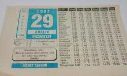 29 Aralık 1997-Orijinal Takvim Yaprağı-Doğum Günü-Söz,Nişan,Nikâh,Düğün ve Önemli Günler Hediyesi-Hicret Takvimi-Ayet(Hadis)(Hadis)-II.Mustafa'nın Vefatı(1703)-Aks-i Seda-Bazı Bilgiler-Hz.Ebubekir(r.a.)