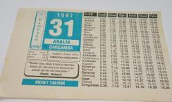 31 Aralık 1997-Orijinal Takvim Yaprağı-Doğum Günü-Söz,Nişan,Nikâh,Düğün ve Önemli Günler Hediyesi-Hicret Takvimi-Ayet(Hadis)(Hadis-Buhari)-RAMAZAN'ın Başlangıcı-Kadınlara Teravih İmamlığı-Takva Nedir?-S.Uyanık