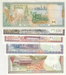 SURİYE 1997 - 1998 YILLARI 50 - 100 - 200 - 500 -  1000 PAUNDS  / ÇİL KONDİSYON
