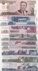 KUZEY KORE 2002 YILI ( SPECİMEN )  5 - 10 - 50 -100 -200 - 500 -1000 - 2000 VE 5000 WON / ÇİL KONDİSON