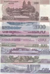 KUZEY KORE 2002 YILI ( SPECİMEN )  5 - 10 - 50 -100 -200 - 500 -1000 - 2000 VE 5000 WON / ÇİL KONDİSON