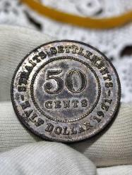 1921 Yılı Gümüş İngiltere Sömürge 50 Cent