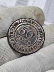 1921 Yılı Gümüş İngiltere Sömürge 50 Cent