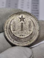 1941 Yılı Gümüş 1 Lira (İnönü) Çil