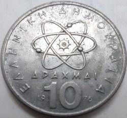 Yunanistan 1976 10 Drahmi Atom Teorisyeni Demokritos ve Atom Çekirdeği Temalı