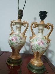 70 yillik Antika degerinde USA Menseli Cift Porselen Abajur