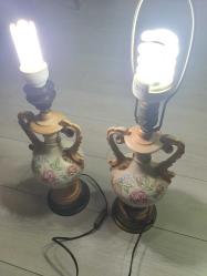 70 yillik Antika degerinde USA Menseli Cift Porselen Abajur