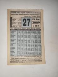27 Kasım 2009-Orijinal Takvim Yaprağı-Doğum Günü-Söz,Nişan,Nikâh,Düğün ve Önemli Günler Hediyesi-Fazilet Takvimi-Ayet(Hadis)(Hadis-i Şerif, Sünen-i Nesai)-Kurban Bayramı 1.Gün, Selimiye Camii'nin Açılışı (1575)-Kurban Bayramı Günü Müstehab Olan Şeyler- Kurban Kestikten Sonra Ne Yapılmalı?