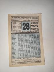 28 Kasım 2009-Orijinal Takvim Yaprağı-Doğum Günü-Söz,Nişan,Nikâh,Düğün ve Önemli Günler Hediyesi-Fazilet Takvimi-Ayet(Hadis)(Hadis-i Şerif, Kenzü'l-Ummal)-Kurban Bayramı 2.Gün, Kanuni Sultan Süleyman Han'ın Bağdat'ı Fethi (1534)-Asım Bin Sabit'in (r.a) Şehid Edilmesi-En Besleyici Gıda