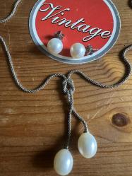 GERÇEK İNCİ TAKIM,Kolye ve Küpe 925 AYAR GÜMÜŞ