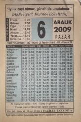 6 Aralık 2009-Orijinal Takvim Yaprağı-Doğum Günü-Söz,Nişan,Nikâh,Düğün ve Önemli Günler Hediyesi-Fazilet Takvimi-Ayet(Hadis)(Hadis-i Şerif, Müsned-i Ebu Hanife)-Ali Kuşçu'nun Vefatı(1474)-Gıybet Nedir?-15.Asrın Büyük Astronomu Ali Kuşçu