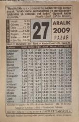 27 Aralık 2009-Orijinal Takvim Yaprağı-Doğum Günü-Söz,Nişan,Nikâh,Düğün ve Önemli Günler Hediyesi-Fazilet Takvimi-Ayet(Hadis)(Hadis-i Şerif,Sahih-i Müslim)-Ayasofyanın Yapılışı (M.537)-İlim Öğrenmenin Fazileti-Çamur Tedavisi