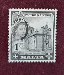 İngiliz Yönetimindeki Malta 1953_ damgalı