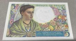 Tablo gibi Çil Fransa 1943 Yılı 5 Francs Kağıt Para  Koleksiyon Para Çok Nadir