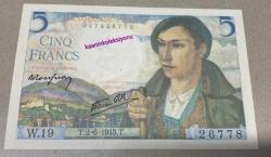 Tablo gibi Çil Fransa 1943 Yılı 5 Francs Kağıt Para  Koleksiyon Para Çok Nadir