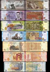 SURİYE 50-100-200-500-1000-2000-5000 POUND, 2013-2021 7 Lİ TAM SET, YABANCI KAĞIT PARA, 