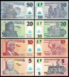 NİJERYA 5-10-20-50 NAİRA POLYMER 4 LÜ SET, ÇİL, ESKİ YABANCI KAĞIT PARA