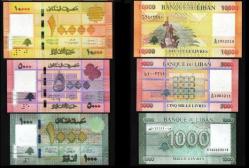 LÜBNAN 1000-5000-10000- LİVRE  3'LÜ SET, YABANCI ESKİ KAĞIT PARA 