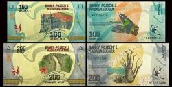 MADAGASKAR 100-200 FRANCS 2 Lİ SET, YABANCI KAĞIT PARA 