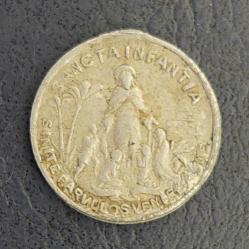 Almanya, Meryem Ana ve Kutsal Çocuklar Temalı Hatıra Madalyon. 1980'ler. Alüminyum. Kullanılmış/Haliyle. (18 mm)