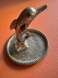 70'ler dönemi Koleksiyon Vintage orijinal Gümüş kaplama biblo/takı tabağı