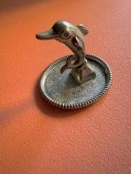 70'ler dönemi Koleksiyon Vintage orijinal Gümüş kaplama biblo/takı tabağı