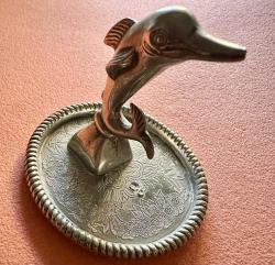 70'ler dönemi Koleksiyon Vintage orijinal Gümüş kaplama biblo/takı tabağı