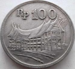 Endonezya 1973 100 Rupiah Gadang Evi ve Minangkabau Temalı Bakır-Nikel