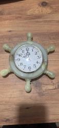 Antika Oniks Doğal Taş Gemi Dümeni Duvar Saati Çalışır durumda Dümen çapı 25 cm  Saat için iç gövde çapı 9 cm Dış gövde çapı 15 cm Her hangi kırığı çatlağı yok.
