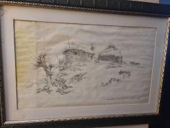 Dünyaca ünlü Kırgız ressam Kadir bekov'un karakalem çalışması