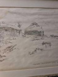 Dünyaca ünlü Kırgız ressam Kadir bekov'un karakalem çalışması