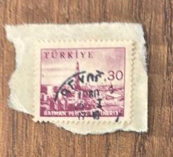 Türk Pulu - Turkish Stamp - Mektup Zarfından Kesilmiş / Postadan Geçmiş Pul Filateli - DAMGALI - BATMAN PETROL REFİNERİSİ TEMALI PUL, 30 PARA - Türkiye Cumhuriyeti - NOSTALJİK DOĞUM GÜNÜ HEDİYESİ