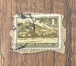 Türk Pulu - Turkish Stamp - Mektup Zarfından Kesilmiş / Postadan Geçmiş Pul Filateli - DAMGALI - ANTAKYA İLİ TEMALI PUL, 1 KURUŞ - Türkiye Cumhuriyeti - NOSTALJİK DOĞUM GÜNÜ HEDİYESİ